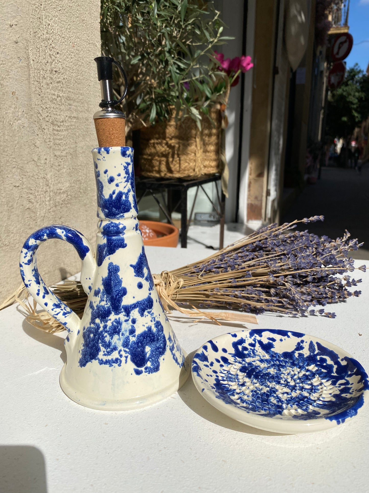 ACEITERA de cerámica Azul con asas